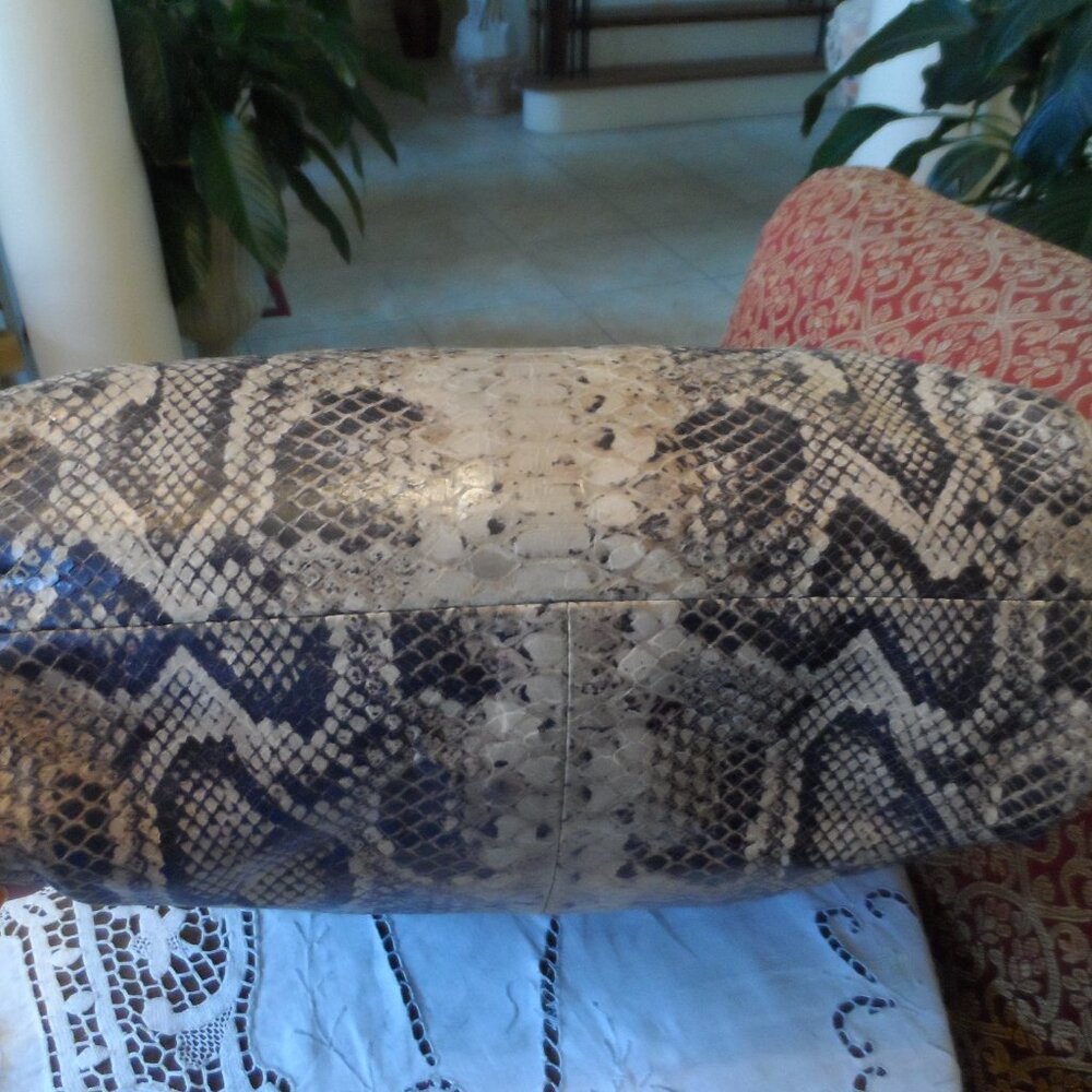 Lanvin Taupe/Beige Python Embosed Lamb Leather To… - image 8